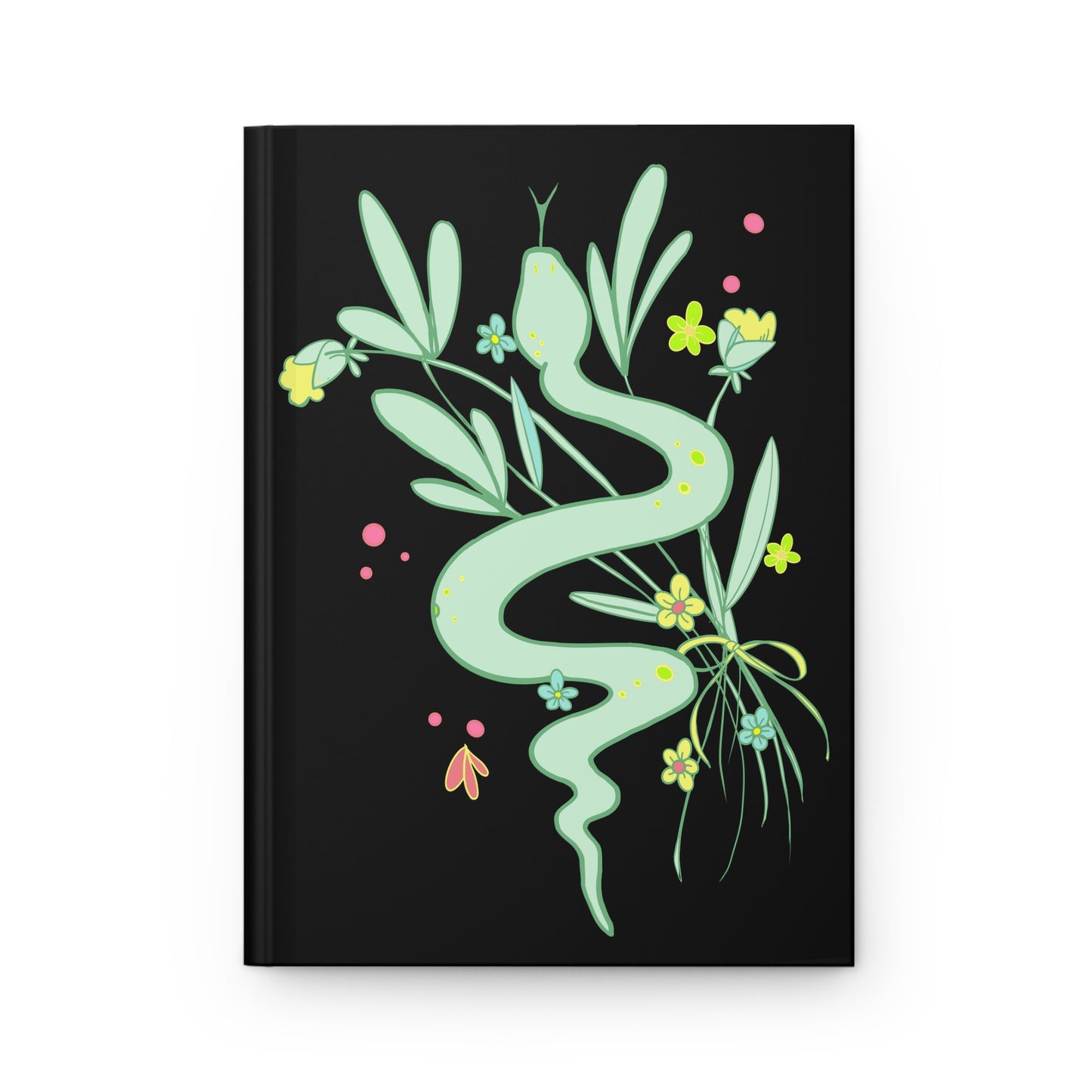 Green Floral Snake Blank Lined Journal