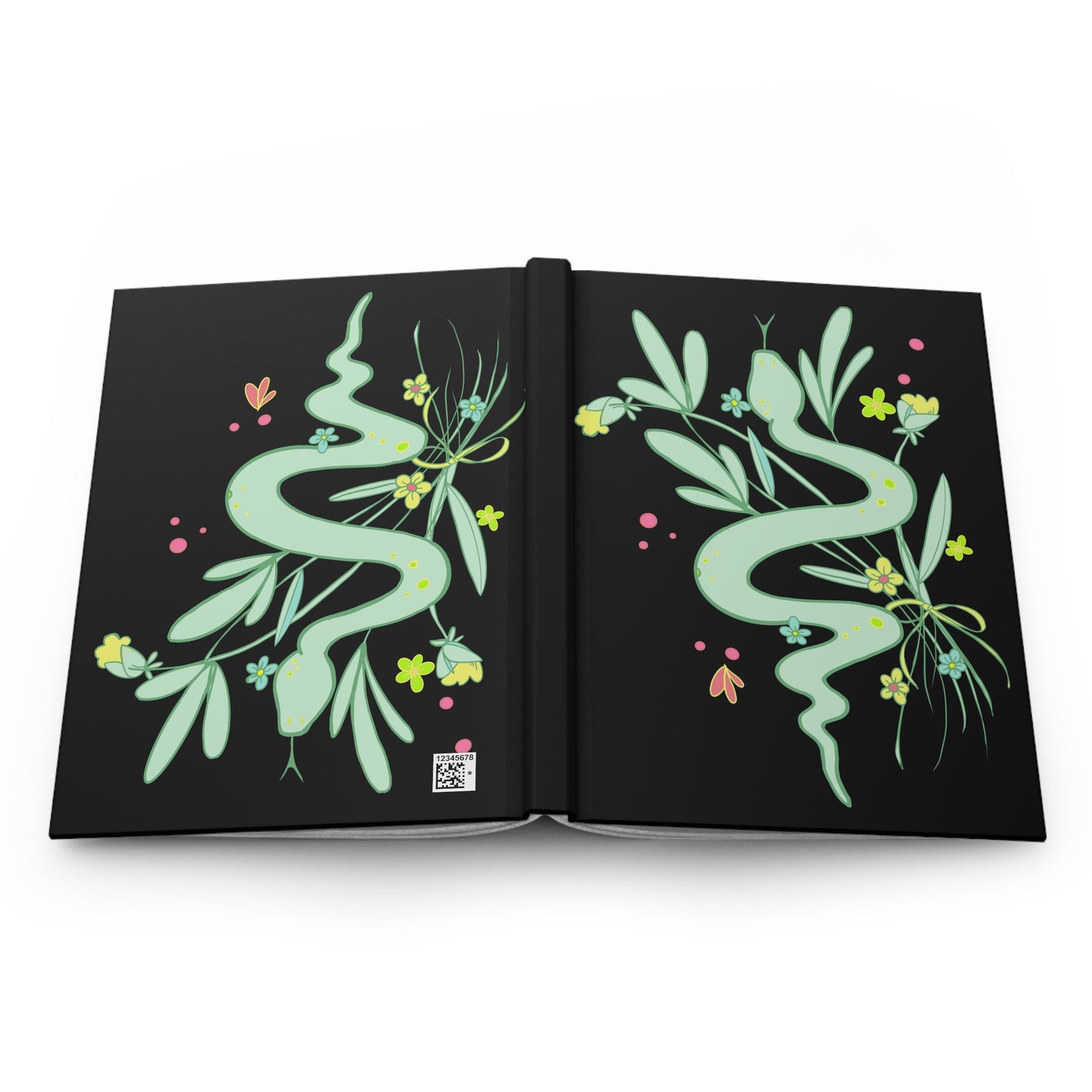 Green Floral Snake Blank Lined Journal