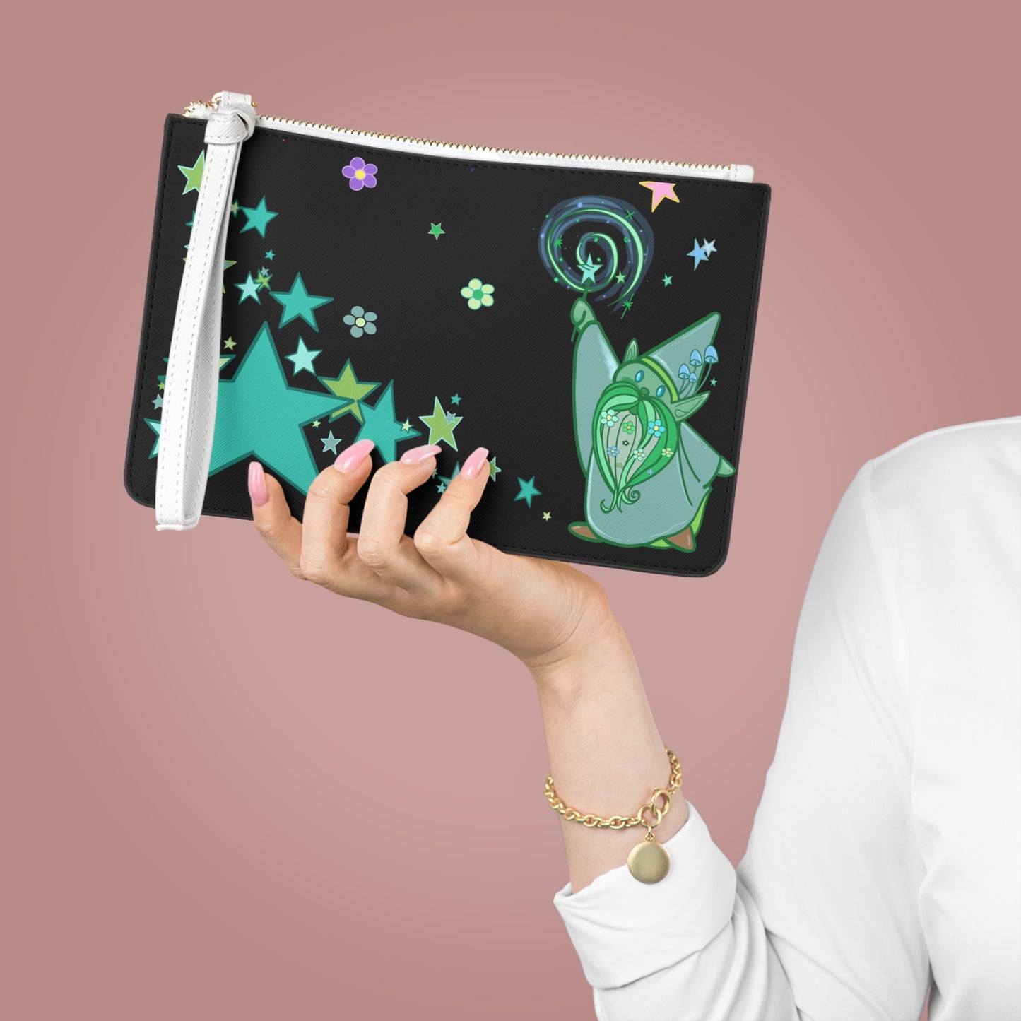 Dawn and Dusk Gnome Magicians Vegan Clutch Bag