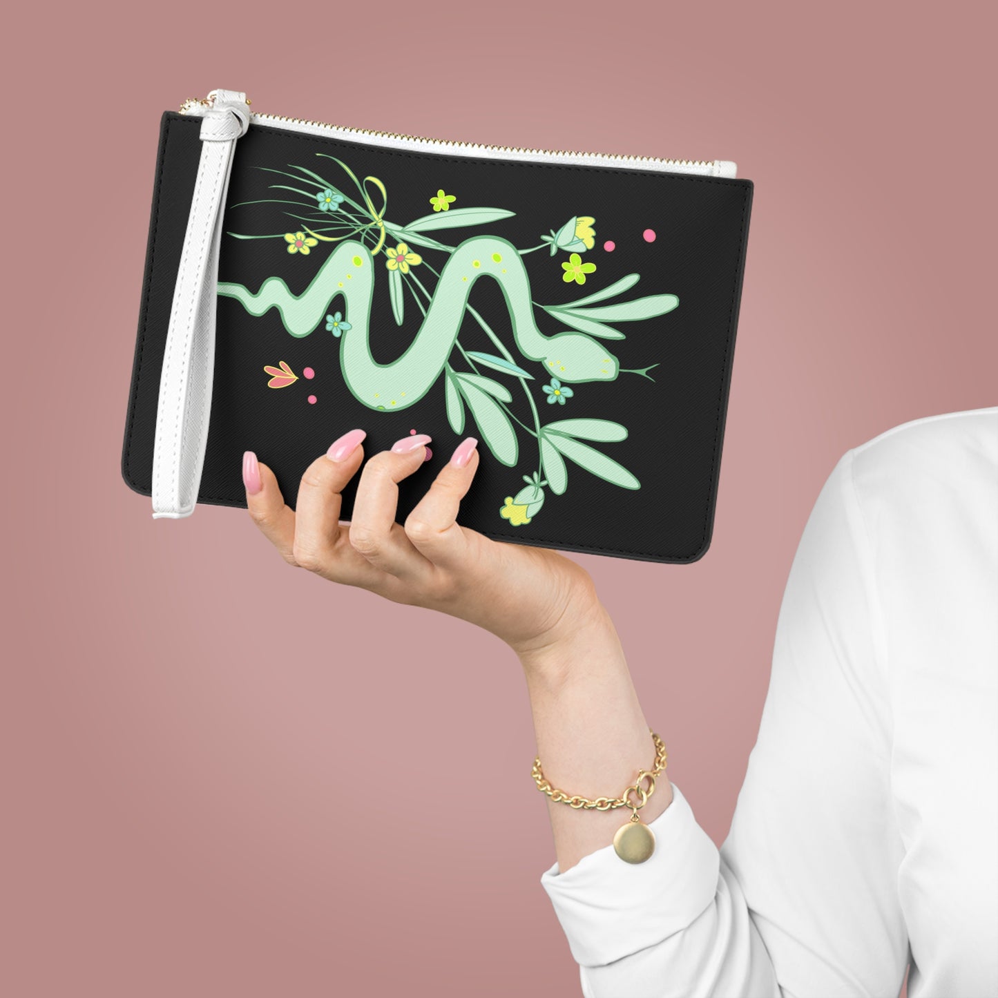 Green Snake Vegan Clutch Bag