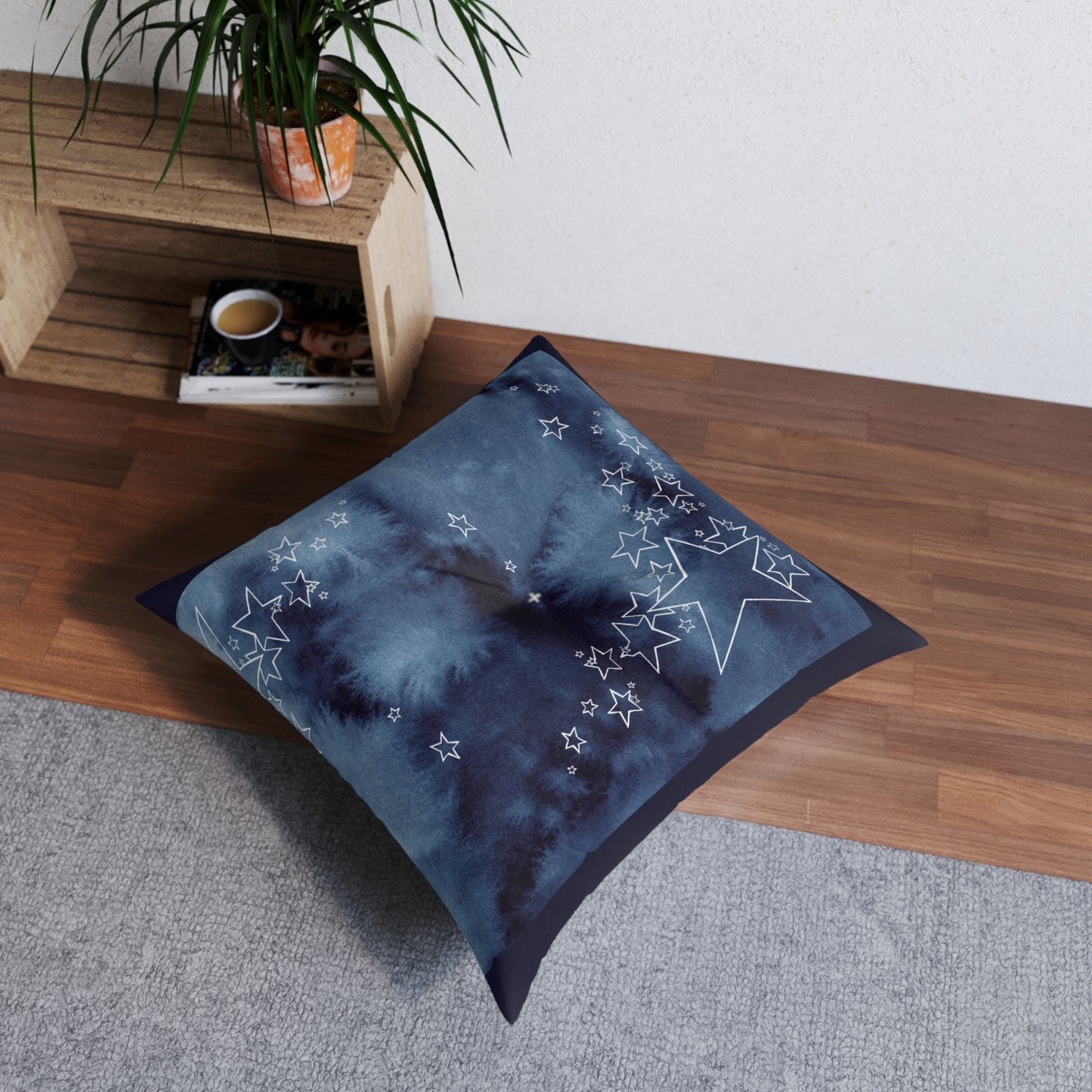 Cosmic Comfort in Indigo Hues Floor Pillow