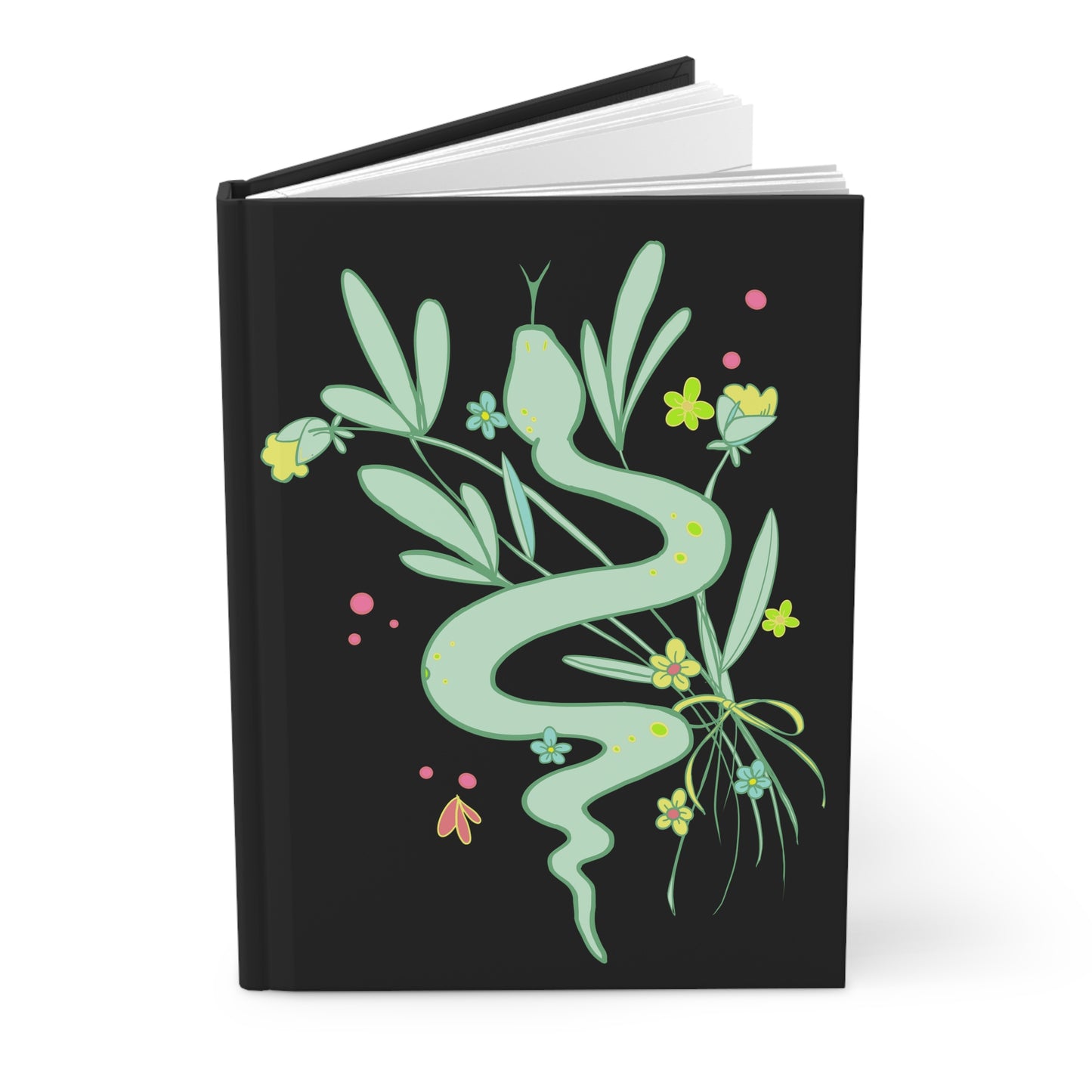 Green Floral Snake Blank Lined Journal