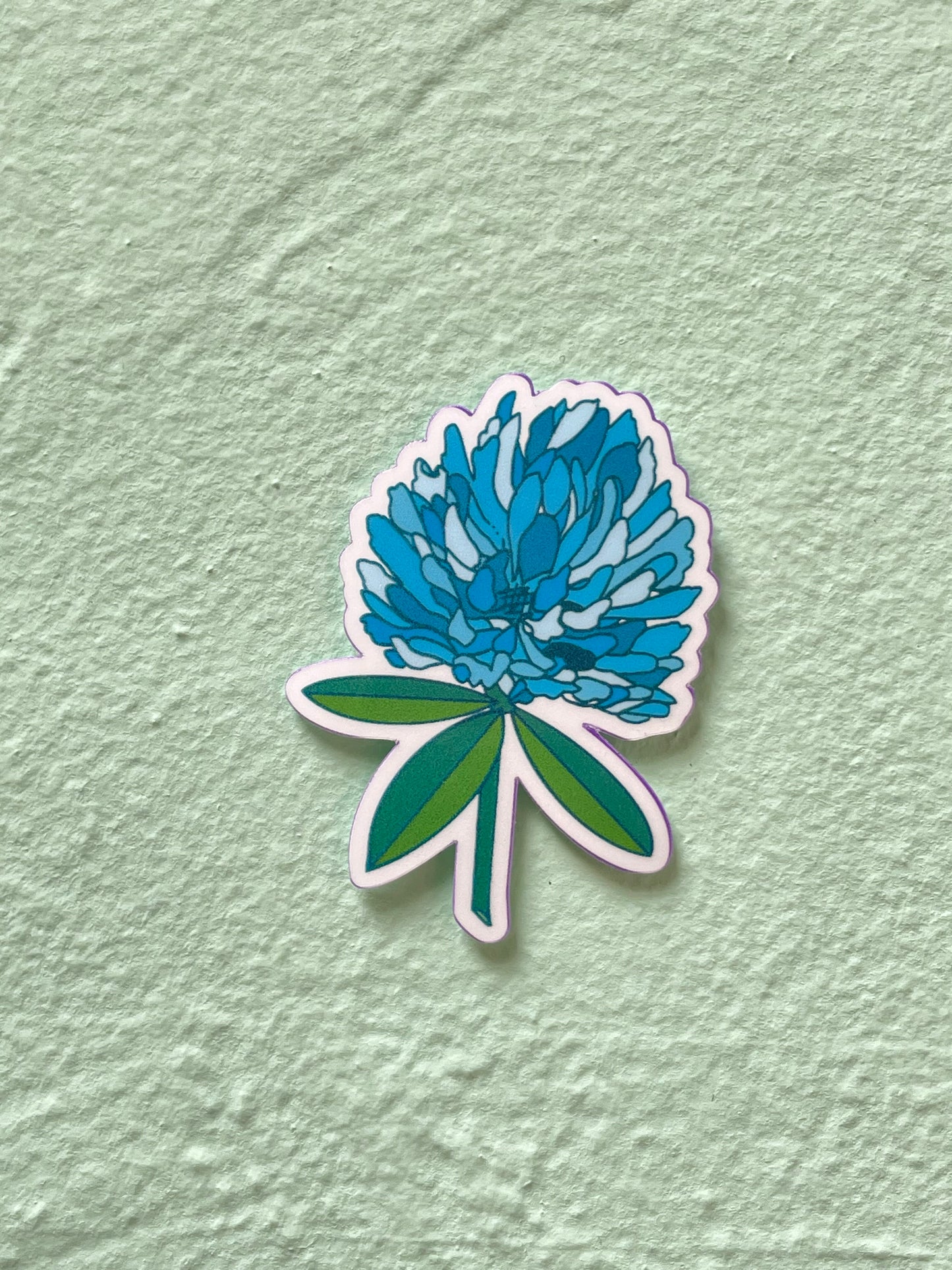 Bright Blue Clover Flower Glossy Vinyl Sticker