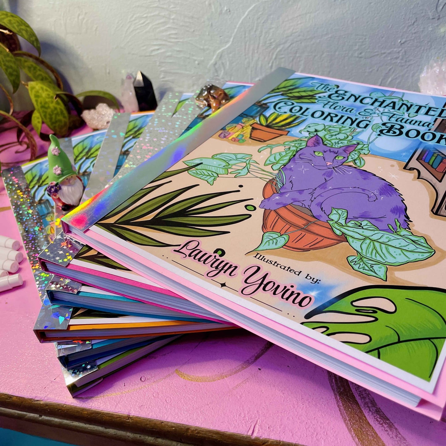 Stack of colorful coloring books