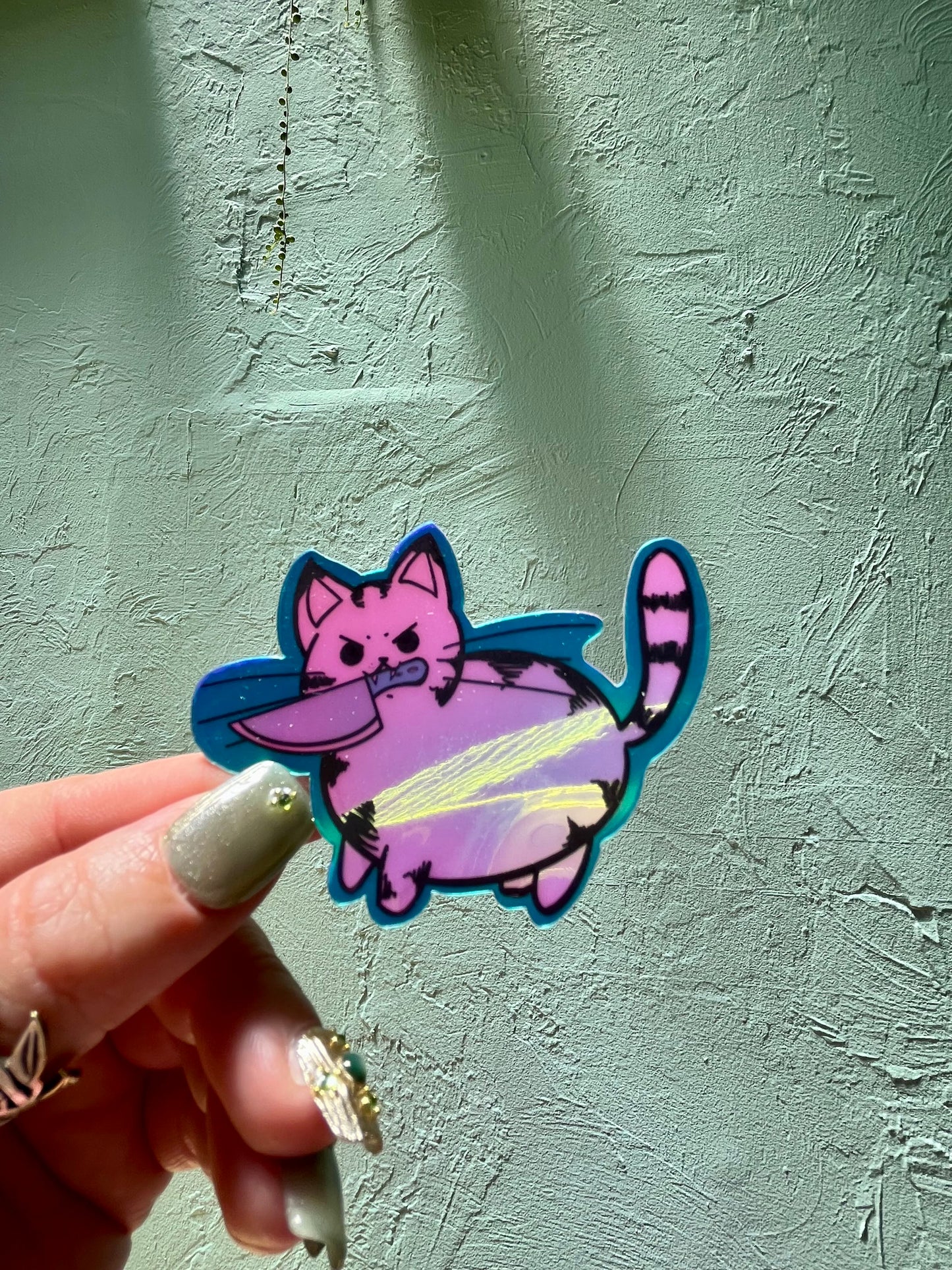 Stabby Cat Holographic Sticker