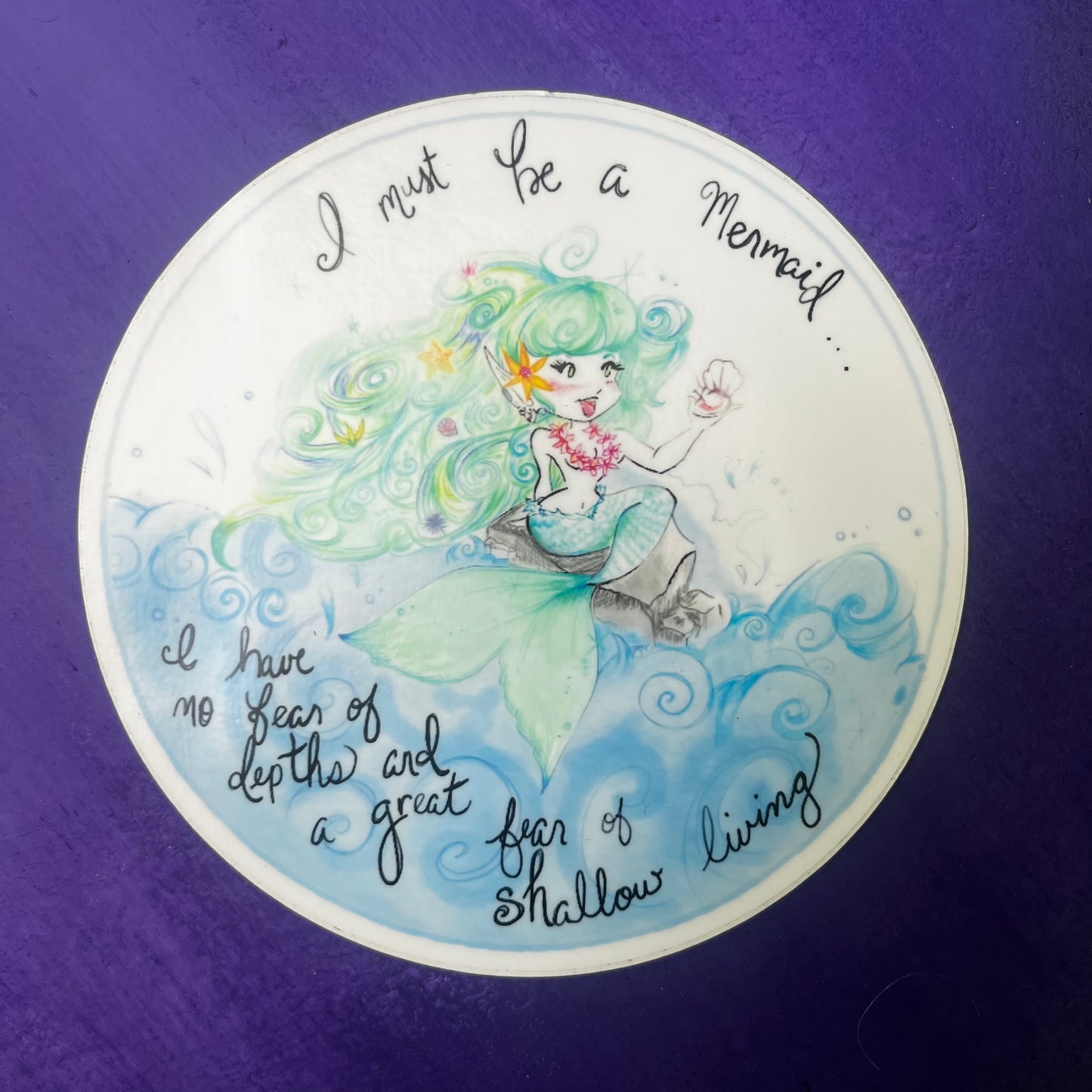 Mermaid Sticker Decal with Anaïs Nin quote