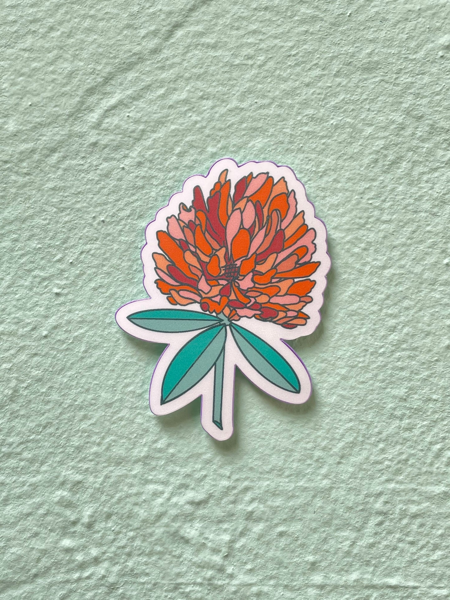 Blood Orange Clover Flower Glossy Vinyl Sticker