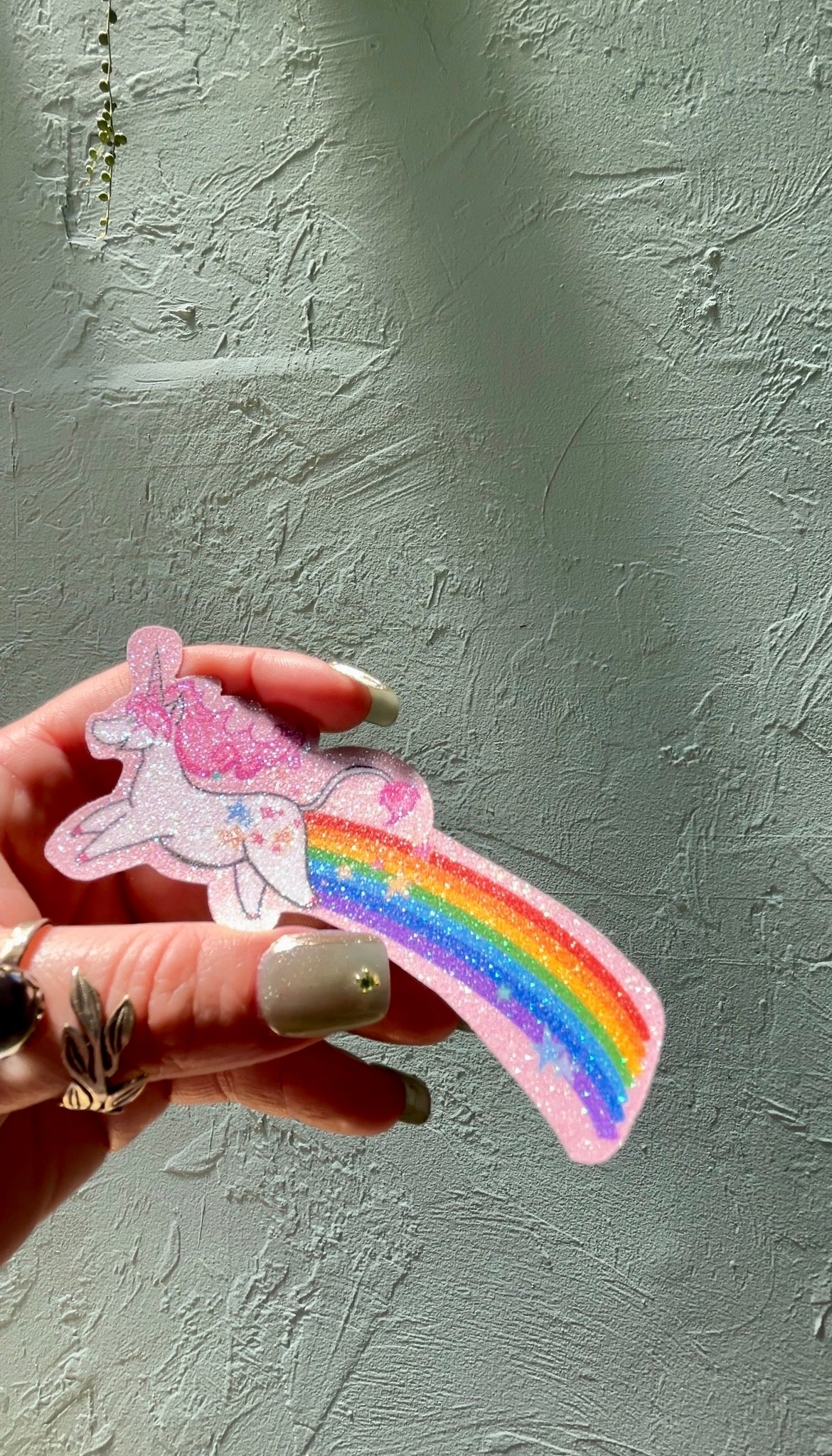 Unicorn Pooping a Rainbow Glitter Sticker