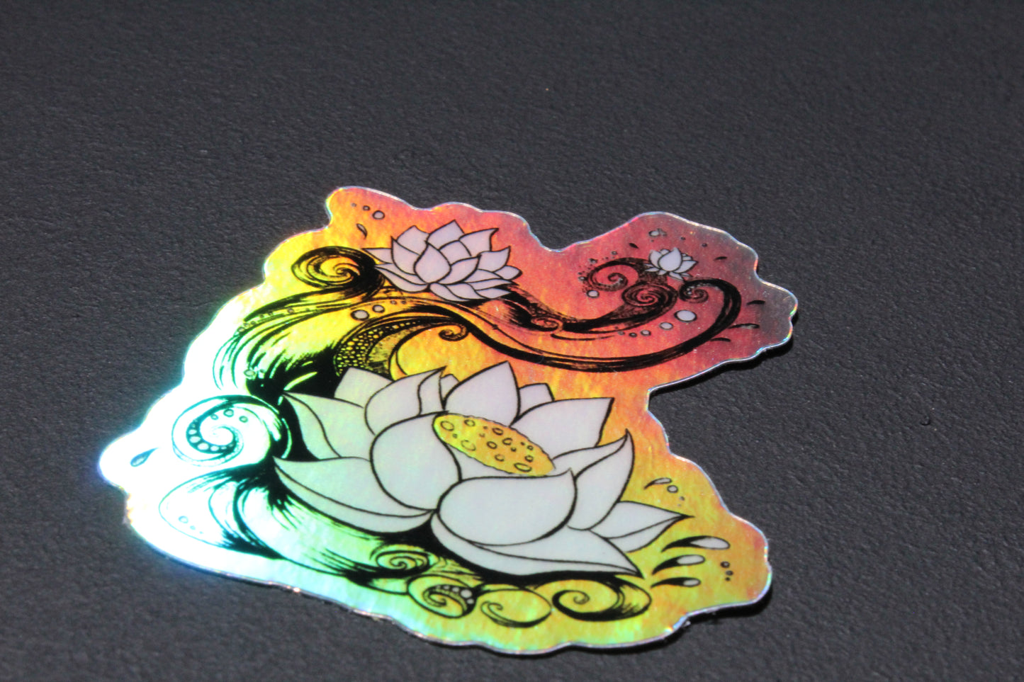 Lotus Flower Holographic Vinyl Sticker 2" x 2"
