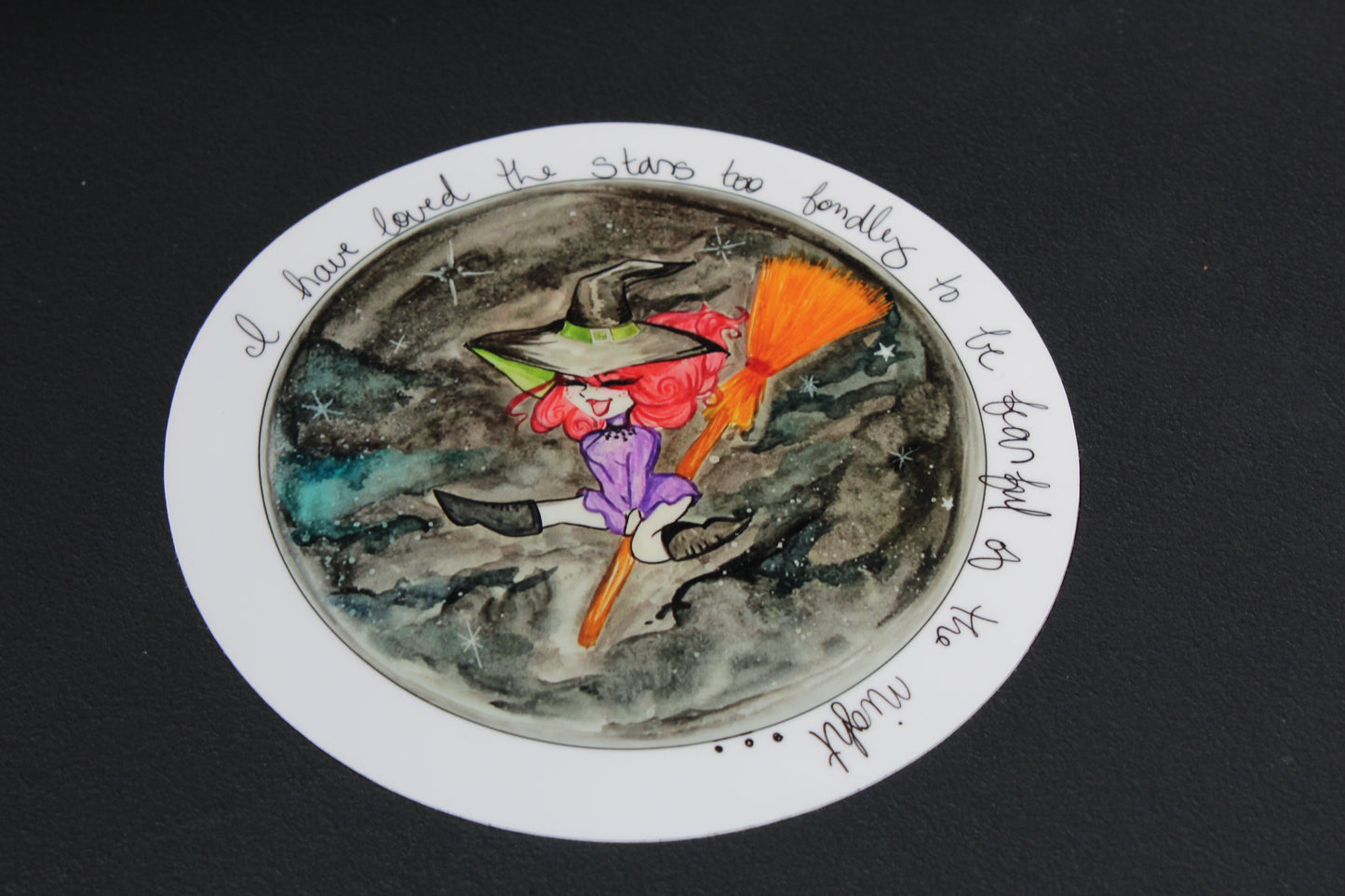 Witch on Broomstick 4" x 4" Vinyl Stickers
