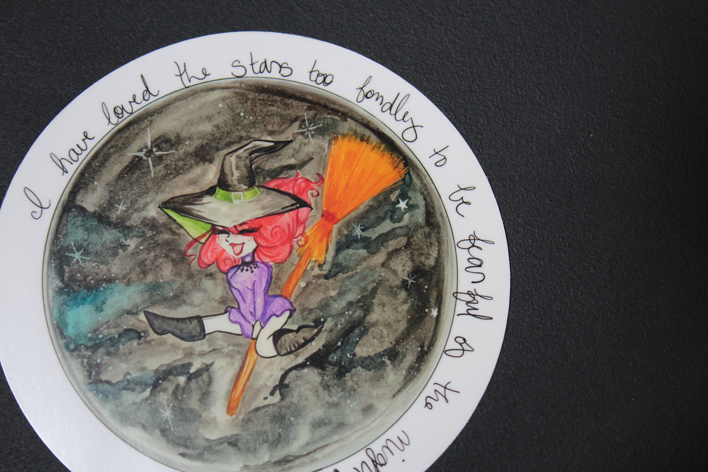 Witch on Broomstick 4" x 4" Vinyl Stickers