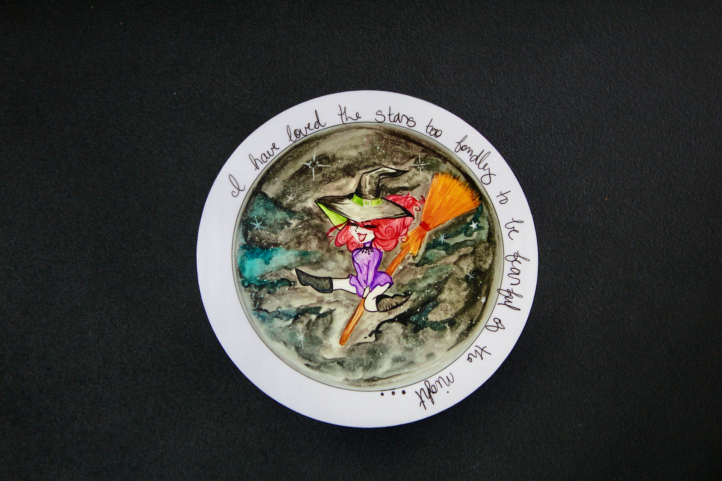 Witch on Broomstick 4" x 4" Vinyl Stickers