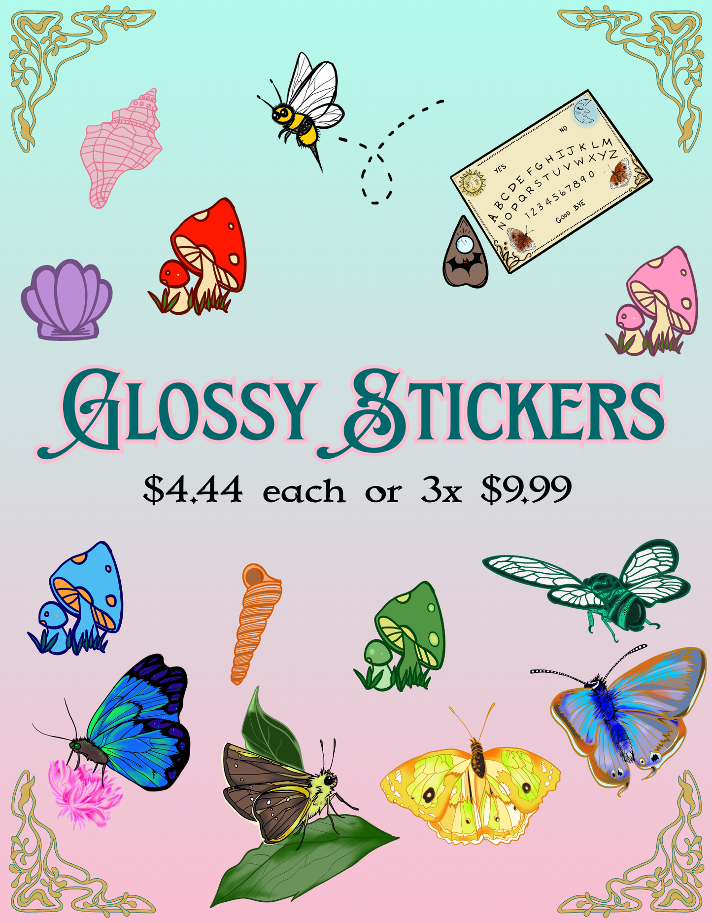 Hot Pink Chinese Moon Moth Glossy Vinyl Sticker