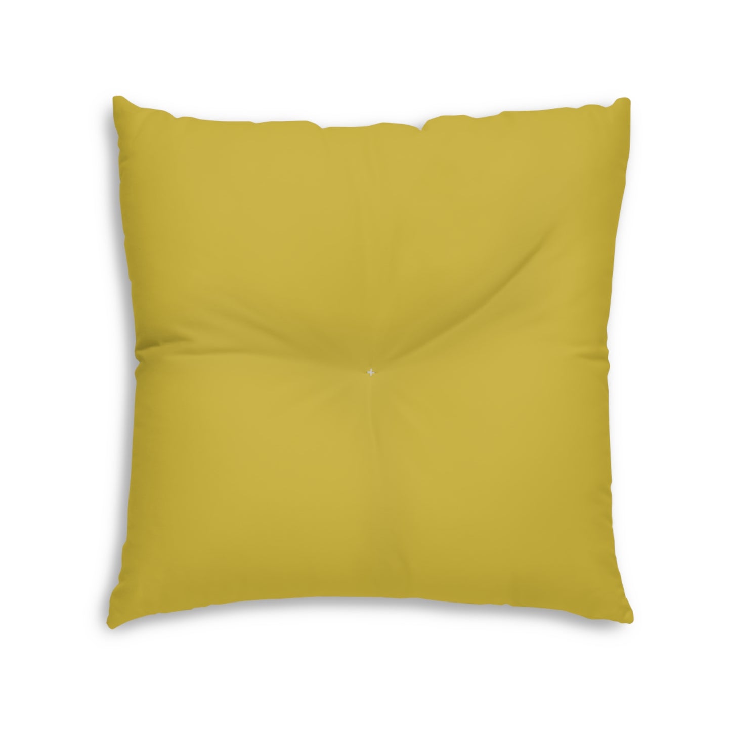 Golden Yellow Tufted  Square Floor Pillow with Star Illustration