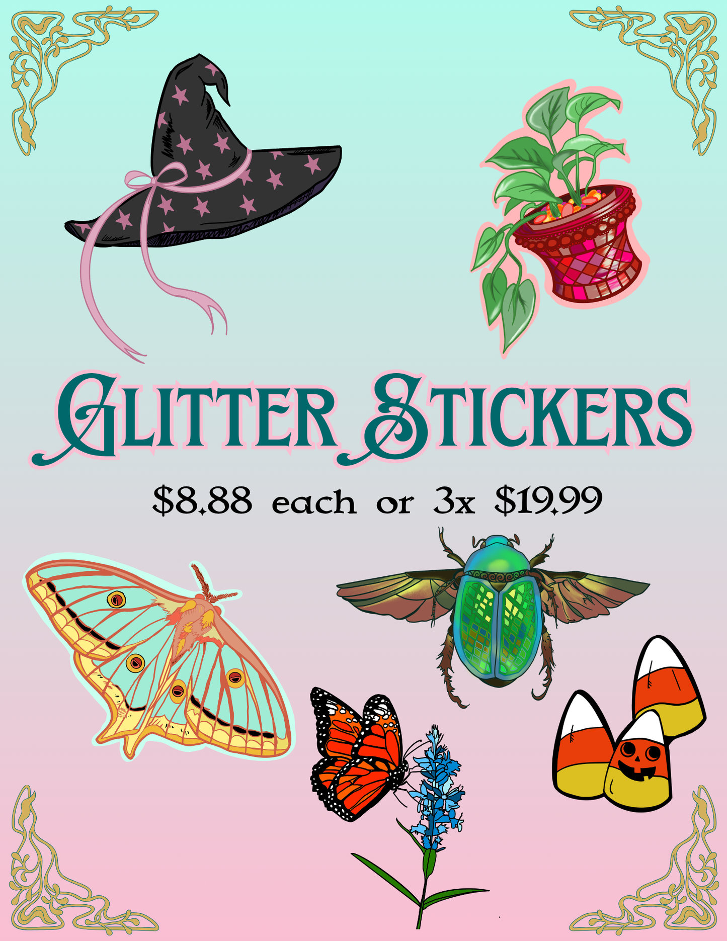 Spanish Moon Moth Glitter Sticker