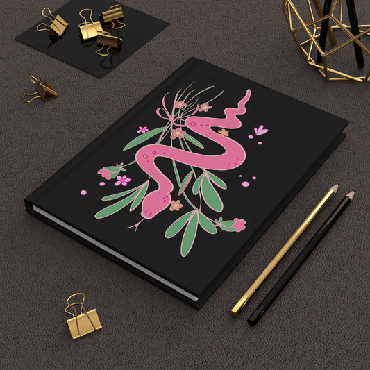 Punky Pink Floral Snake Blank Lined Journal