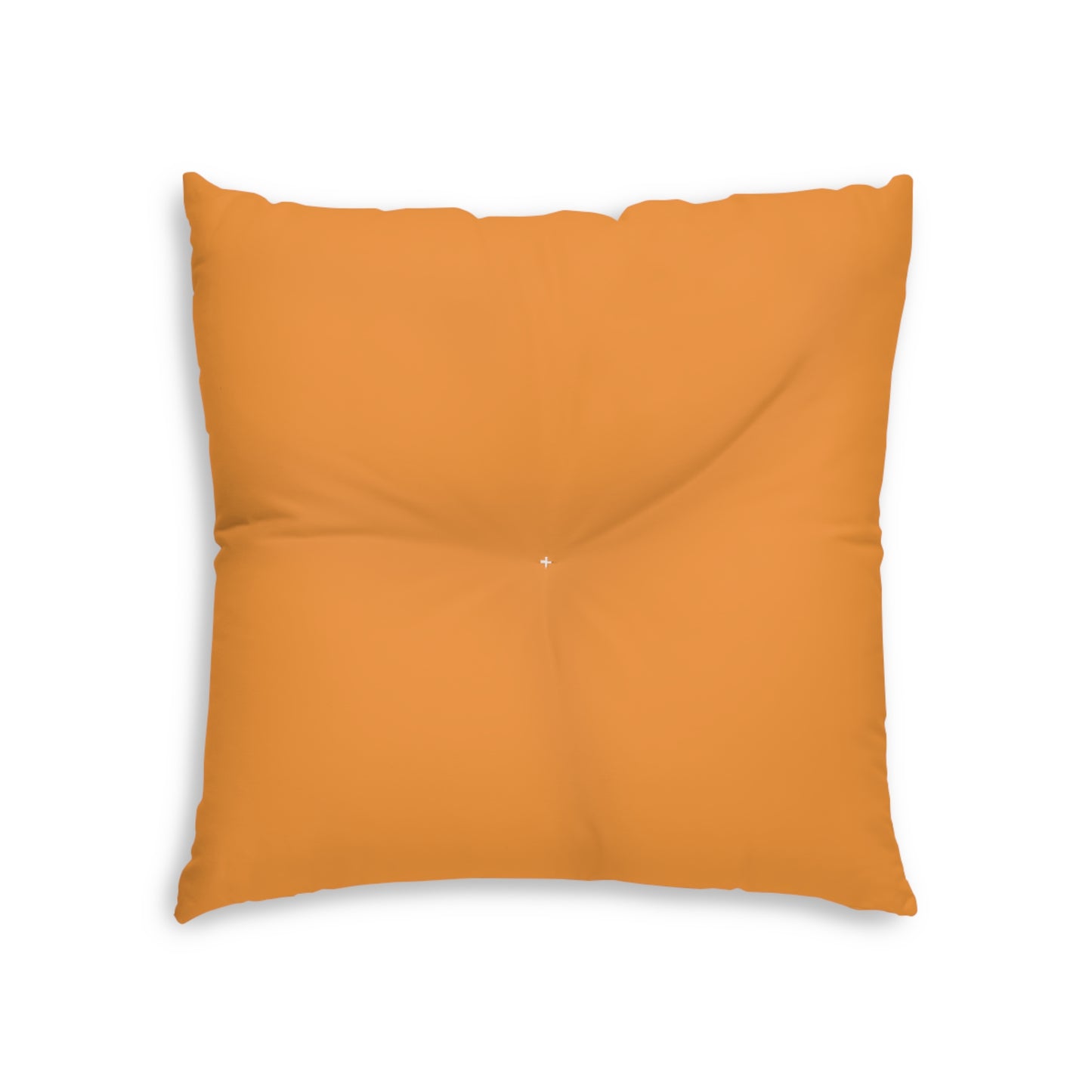 Orange Tufted  Square Floor Pillow with Star Illustration