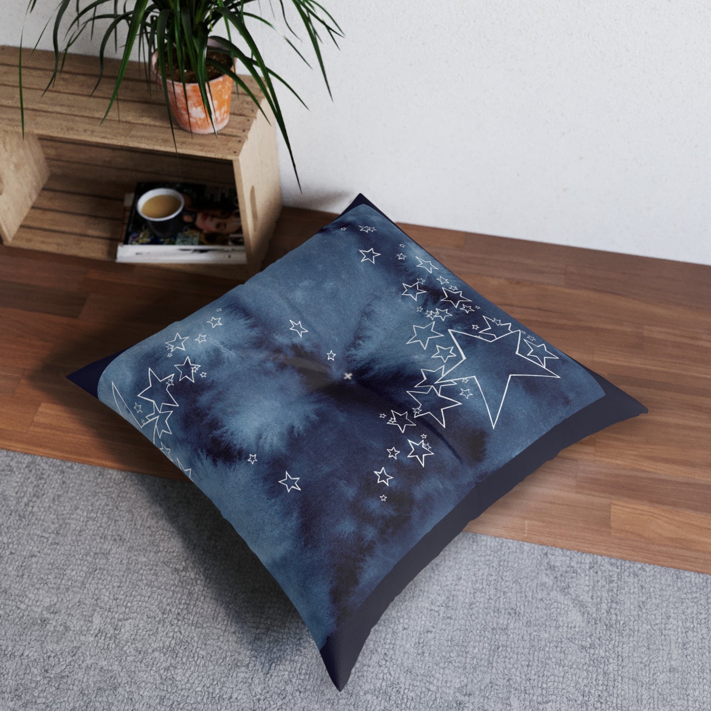 Cosmic Comfort in Indigo Hues Floor Pillow
