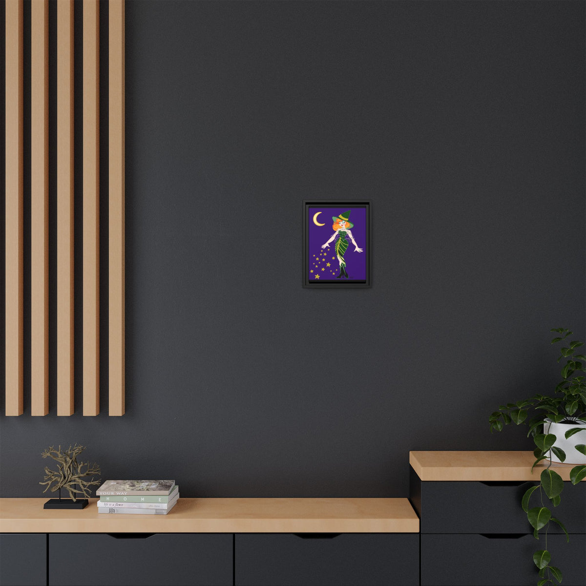 A Fashionable Witch Framed Print on Matte Canvas by Lauryn