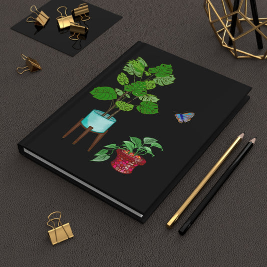 Monstera, Pothos, and Moth Blank Hardcover Journal