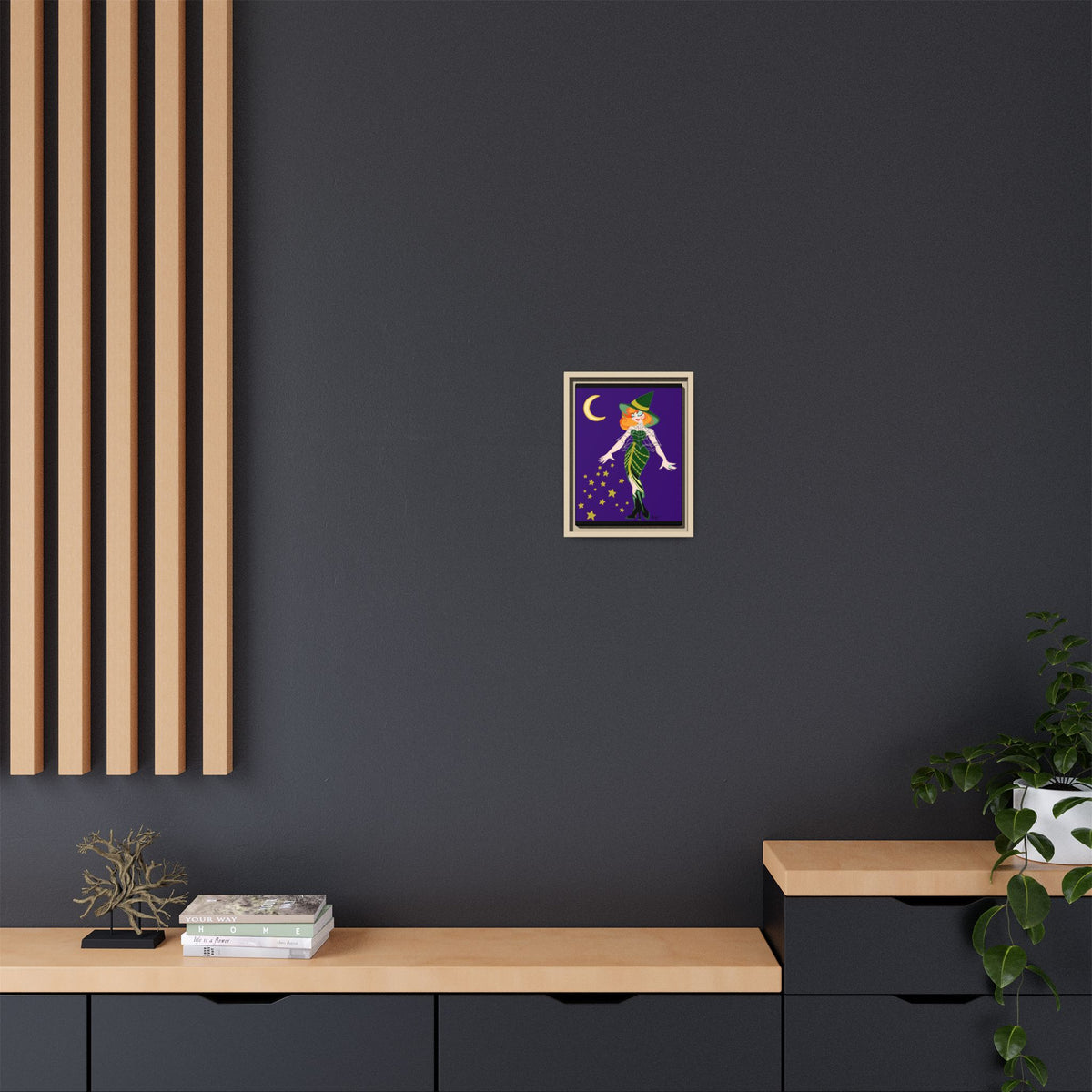 A Fashionable Witch Framed Print on Matte Canvas by Lauryn