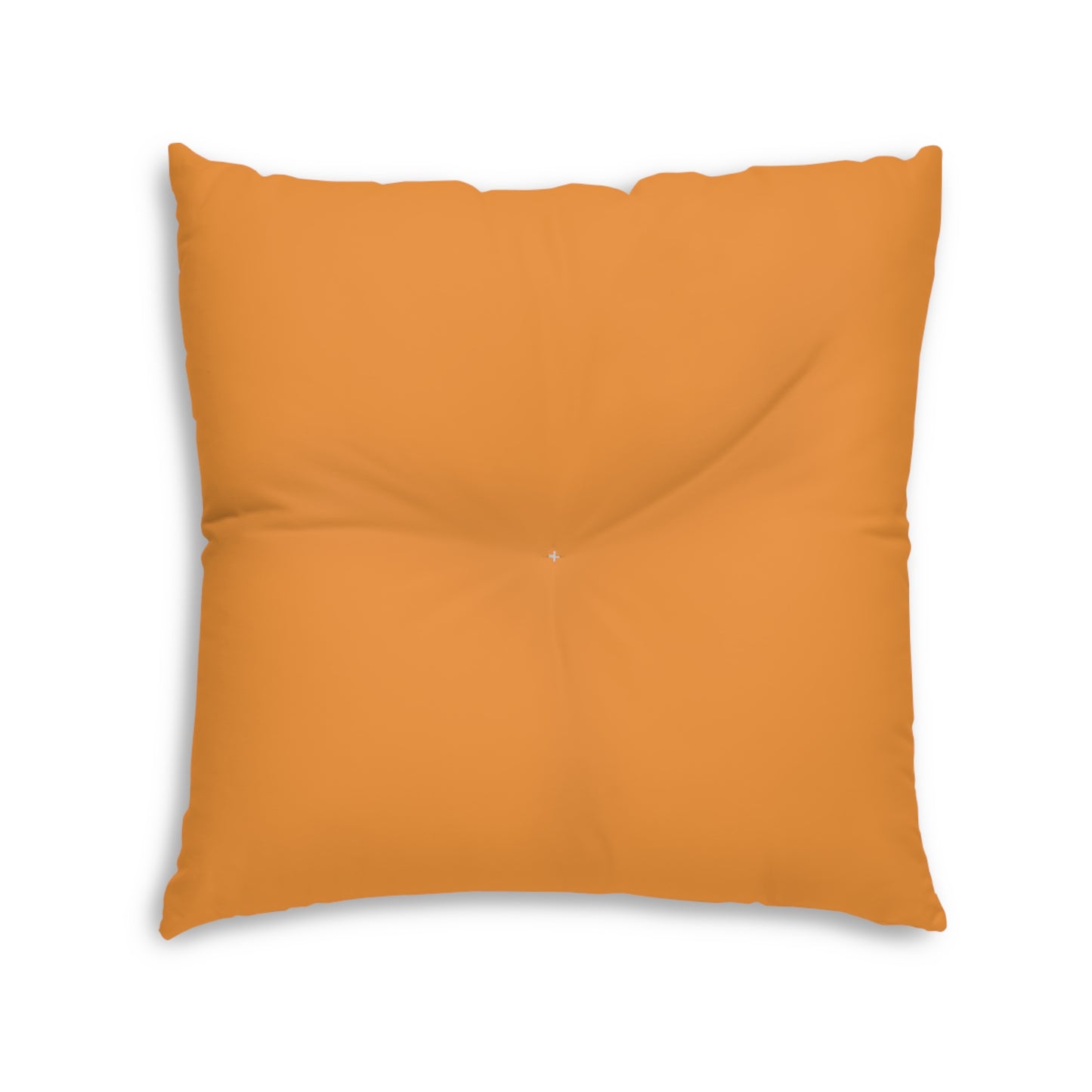 Orange Tufted  Square Floor Pillow with Star Illustration