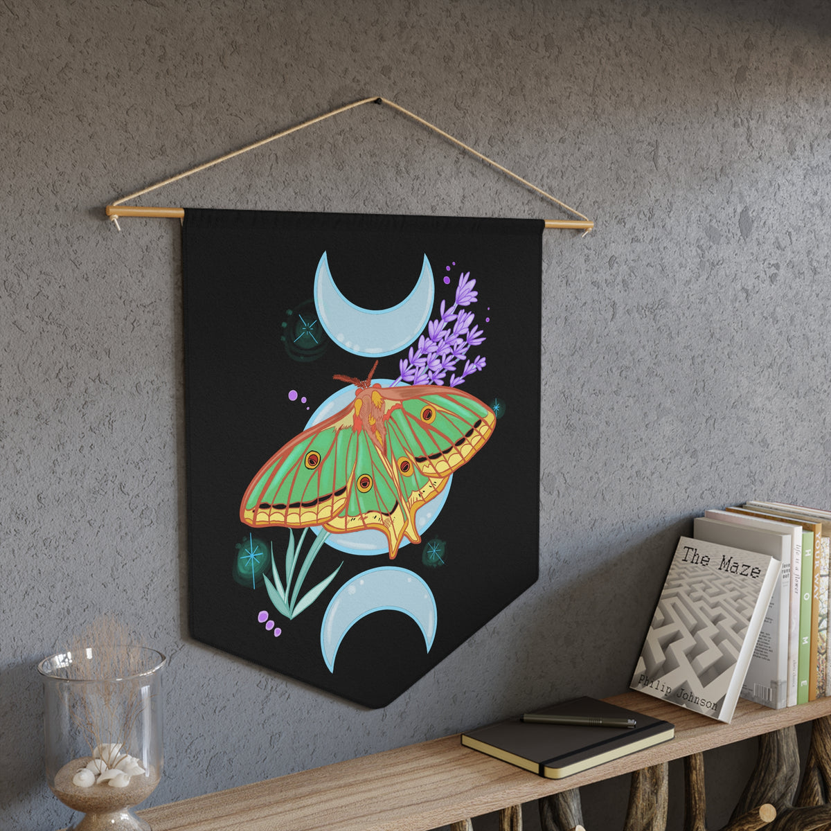 Spanish Moon Moth Triple Goddess Pennant Wall Art