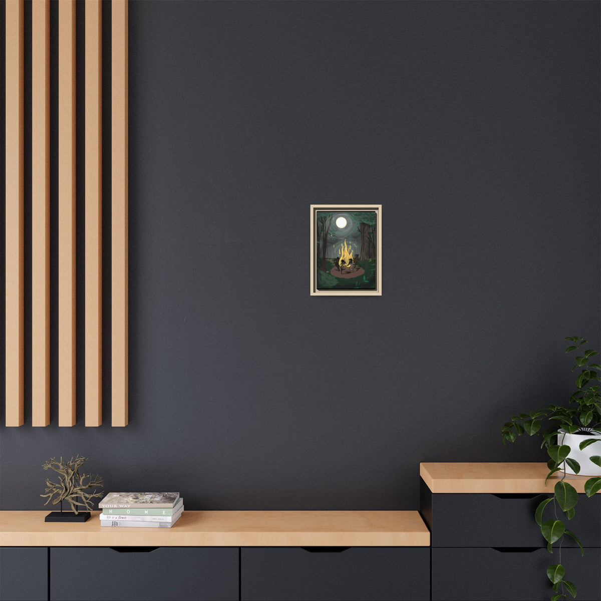 Full Moon Forest Coven Ritual Framed Print on Matte Canvas by Lauryn