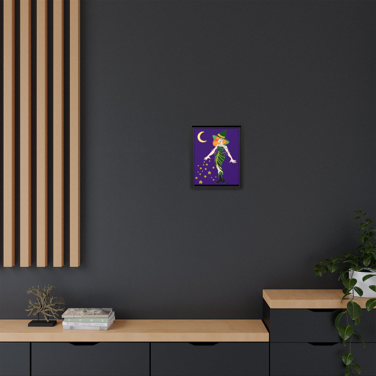 A Fashionable Witch Framed Print on Matte Canvas by Lauryn