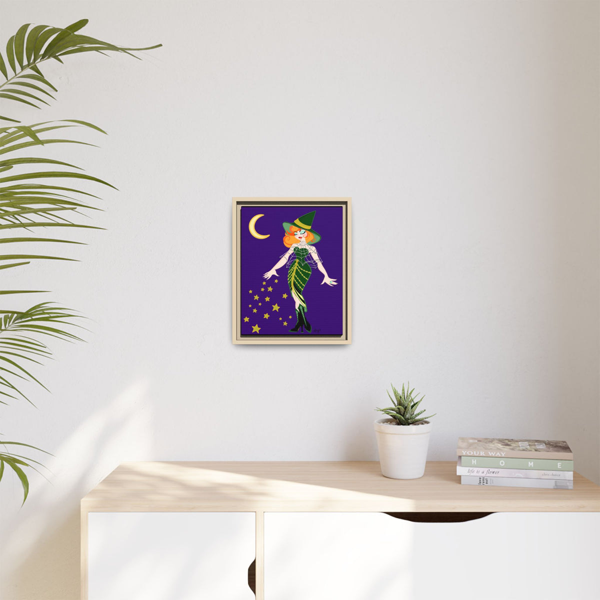 A Fashionable Witch Framed Print on Matte Canvas by Lauryn