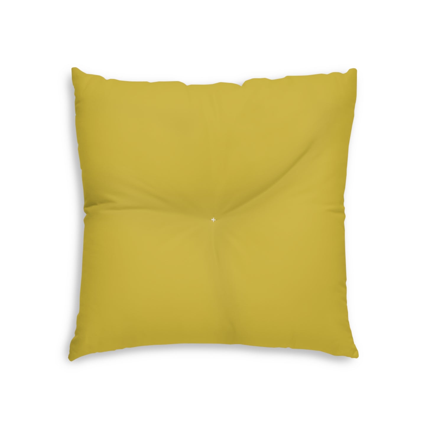 Golden Yellow Tufted  Square Floor Pillow with Star Illustration