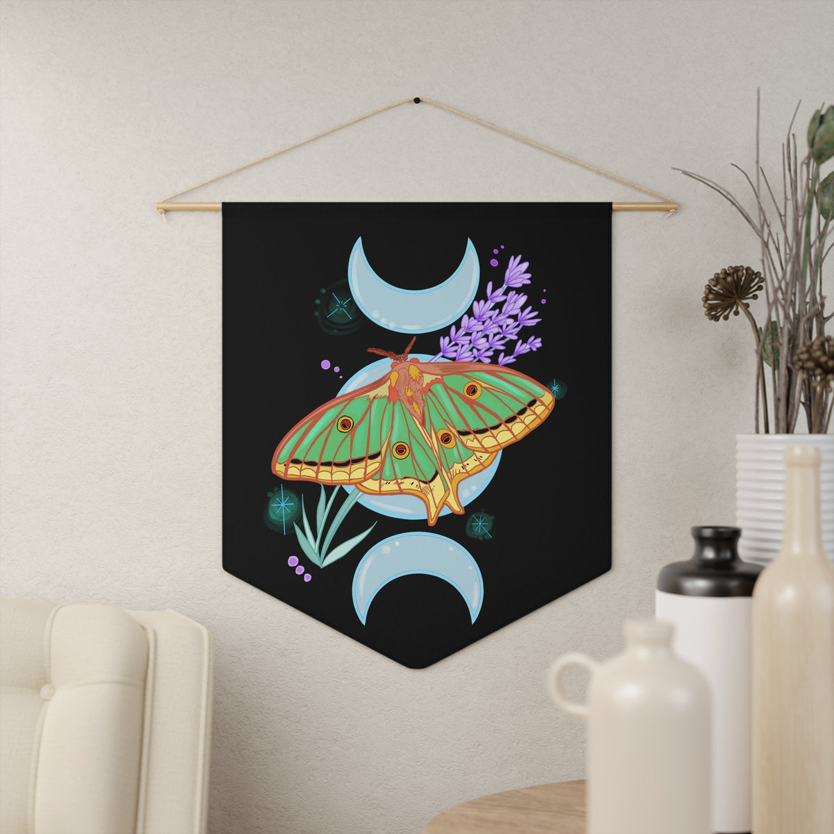 Spanish Moon Moth Triple Goddess Pennant Wall Art