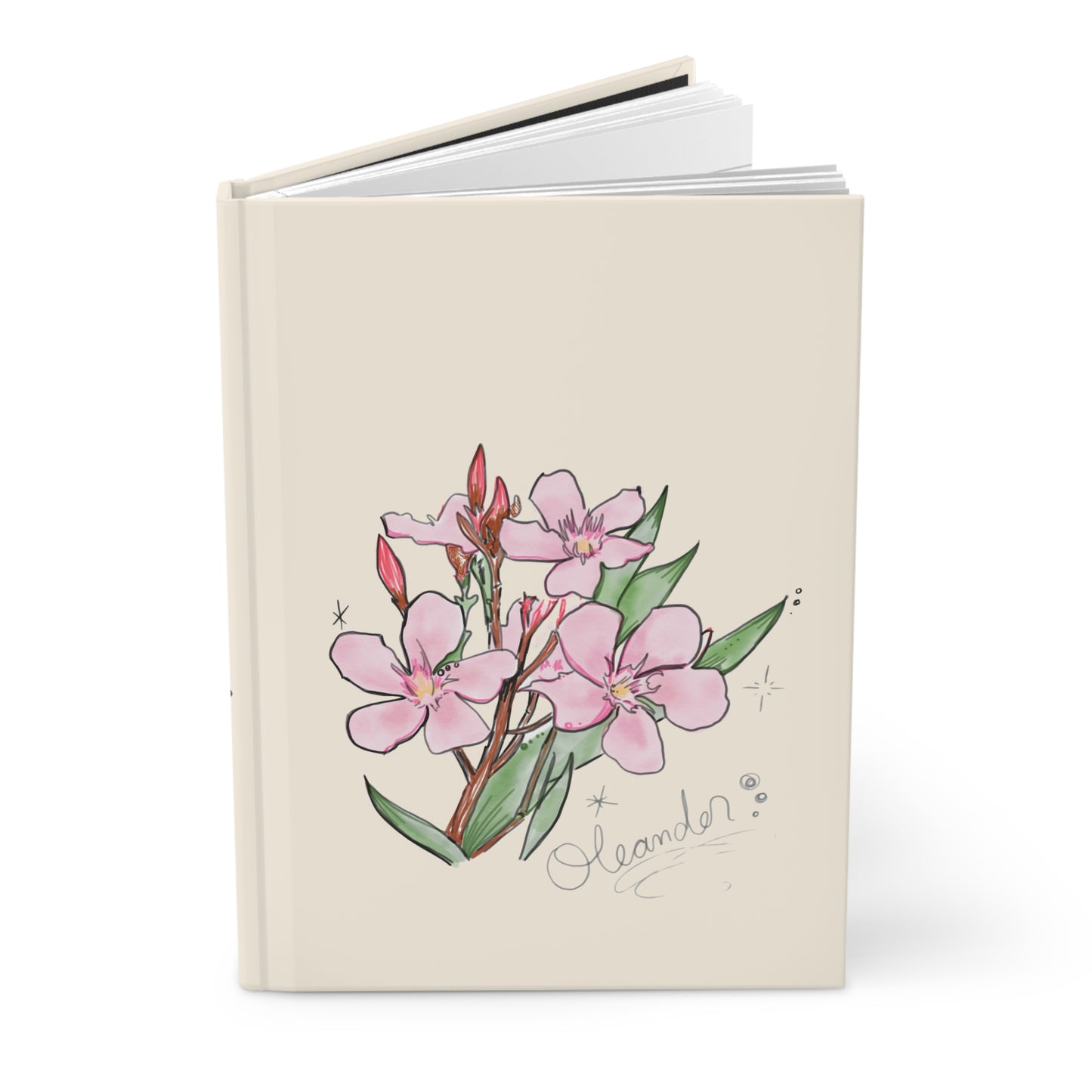 Pink Oleander Botanical Illustration Blank Journal