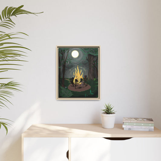 Full Moon Forest Coven Ritual Framed Print on Matte Canvas by Lauryn