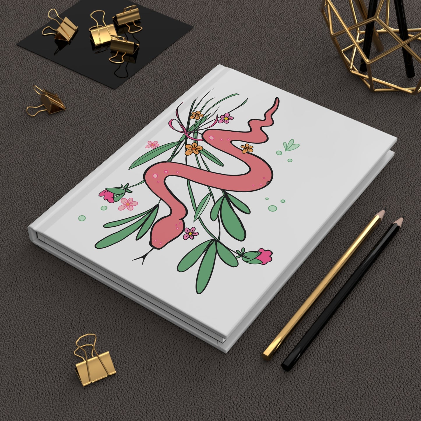 Peach Passionflower Snake Blank Lined Journal