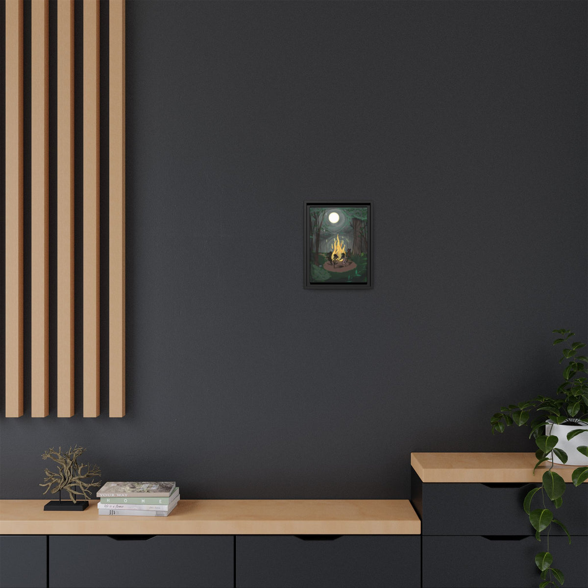 Full Moon Forest Coven Ritual Framed Print on Matte Canvas by Lauryn