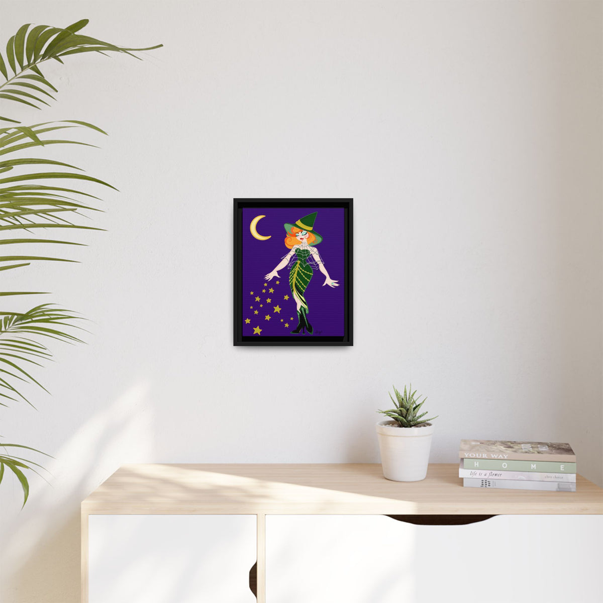 A Fashionable Witch Framed Print on Matte Canvas by Lauryn
