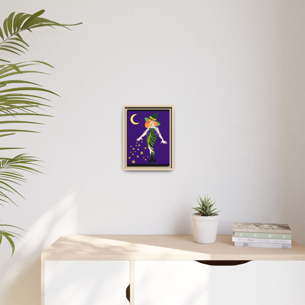 A Fashionable Witch Framed Print on Matte Canvas by Lauryn