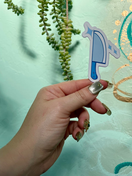Periwinkle Blue Knife Glossy Vinyl Sticker