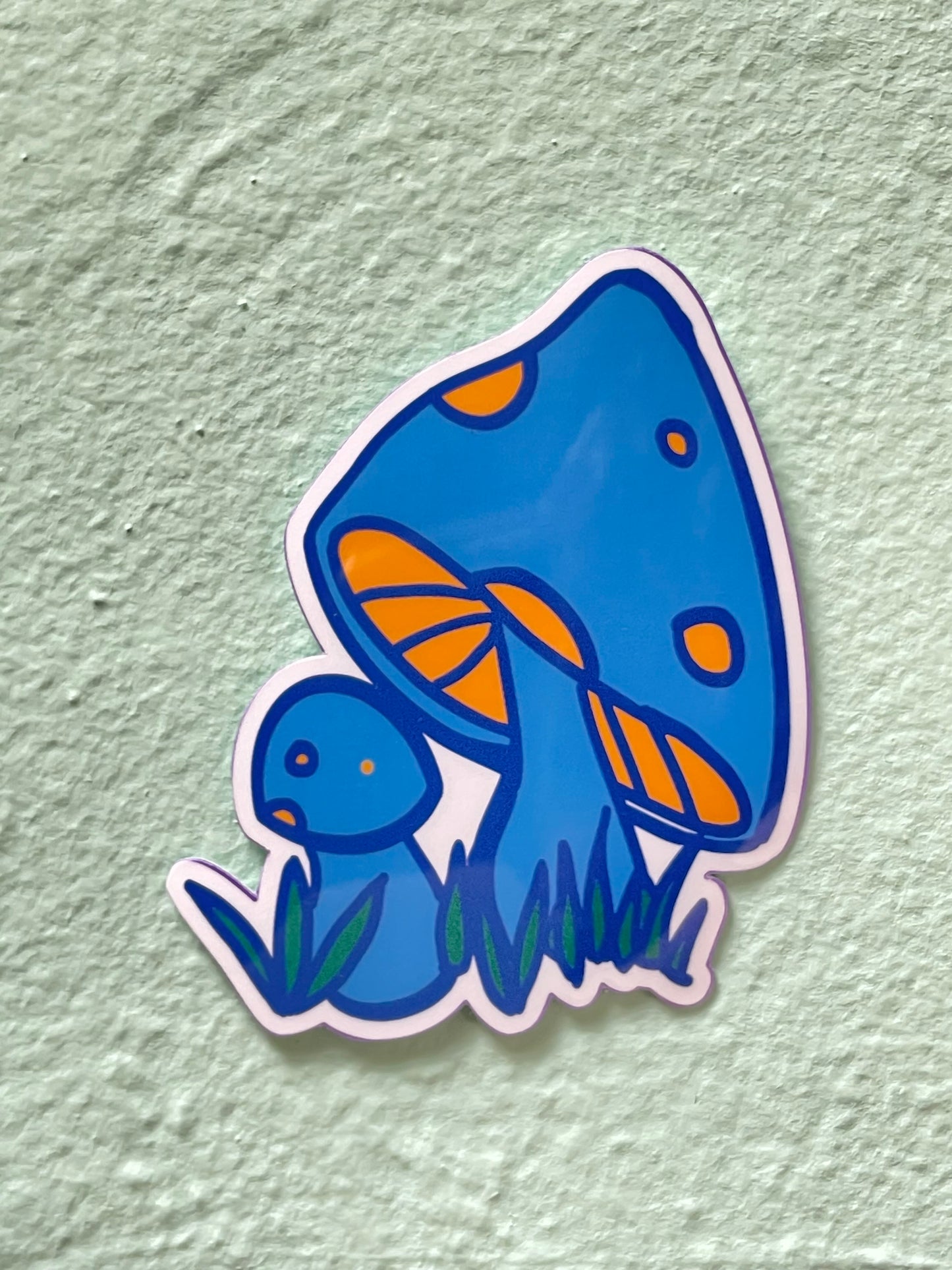 Blue Mushroom Glossy Vinyl Sticker
