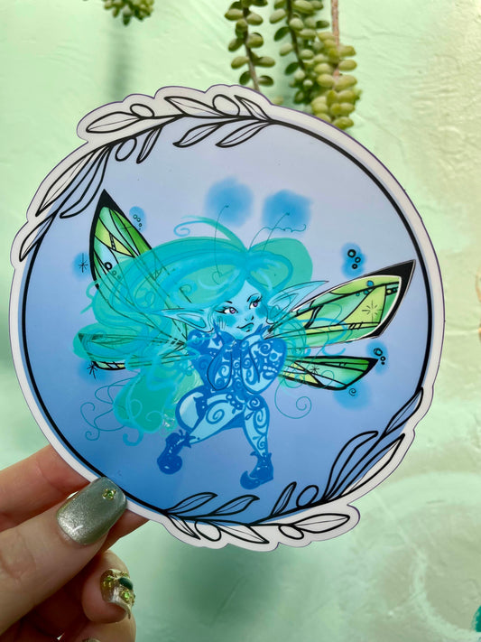 Blue Pixie Day Dreaming Glossy Vinyl Sticker