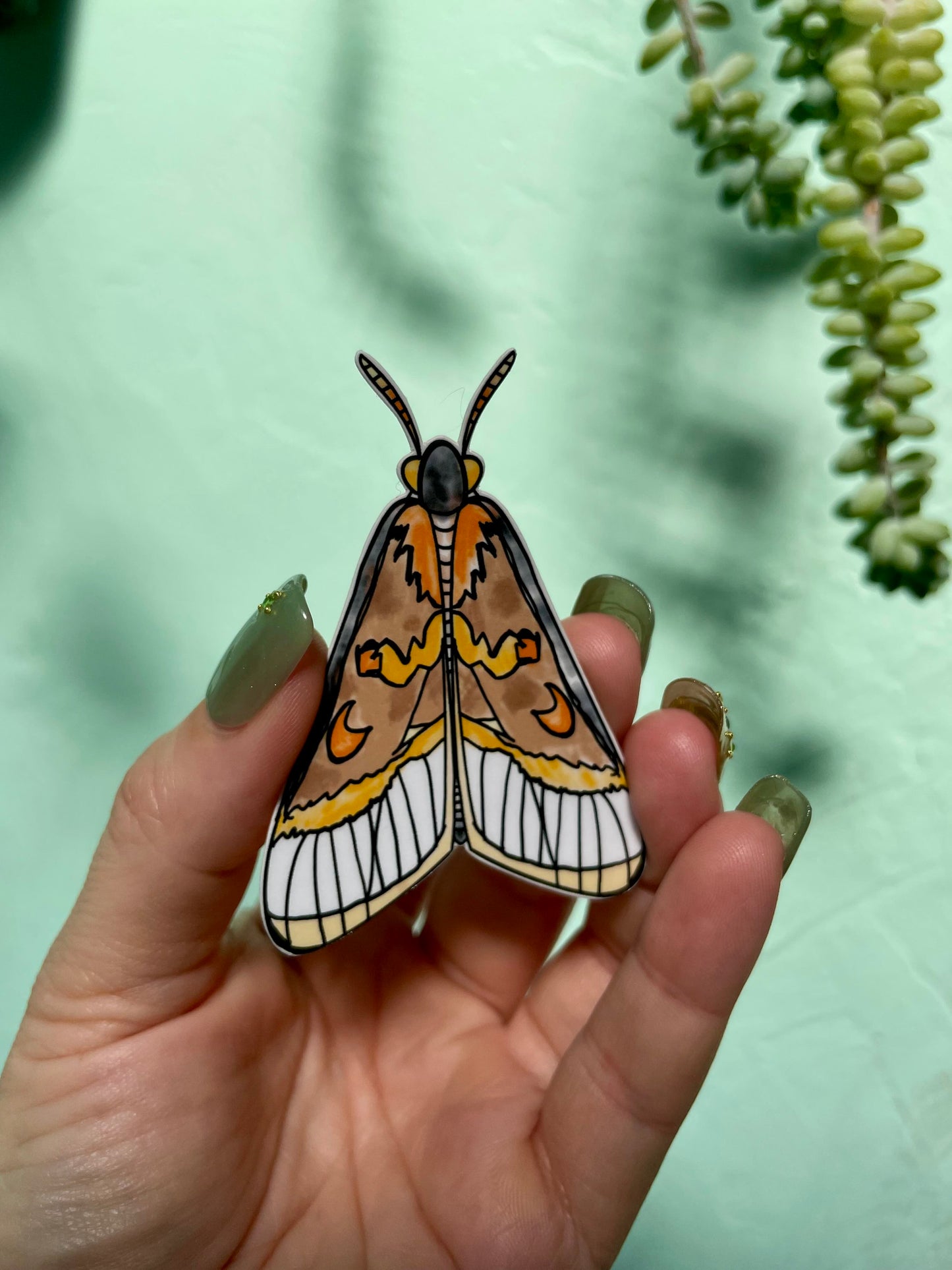 Orange & Brown Moth Glossy Vinyl Sticker