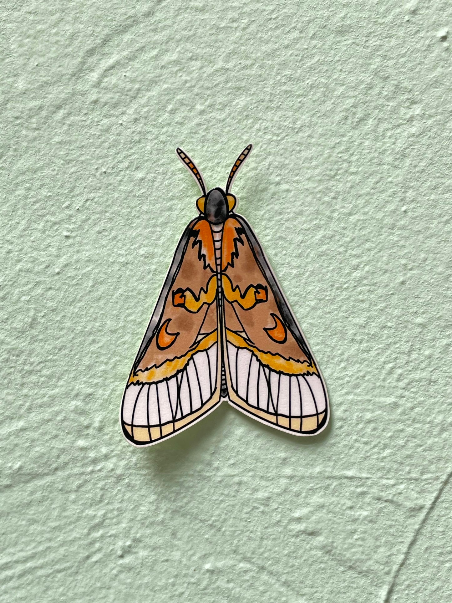 Orange & Brown Moth Glossy Vinyl Sticker