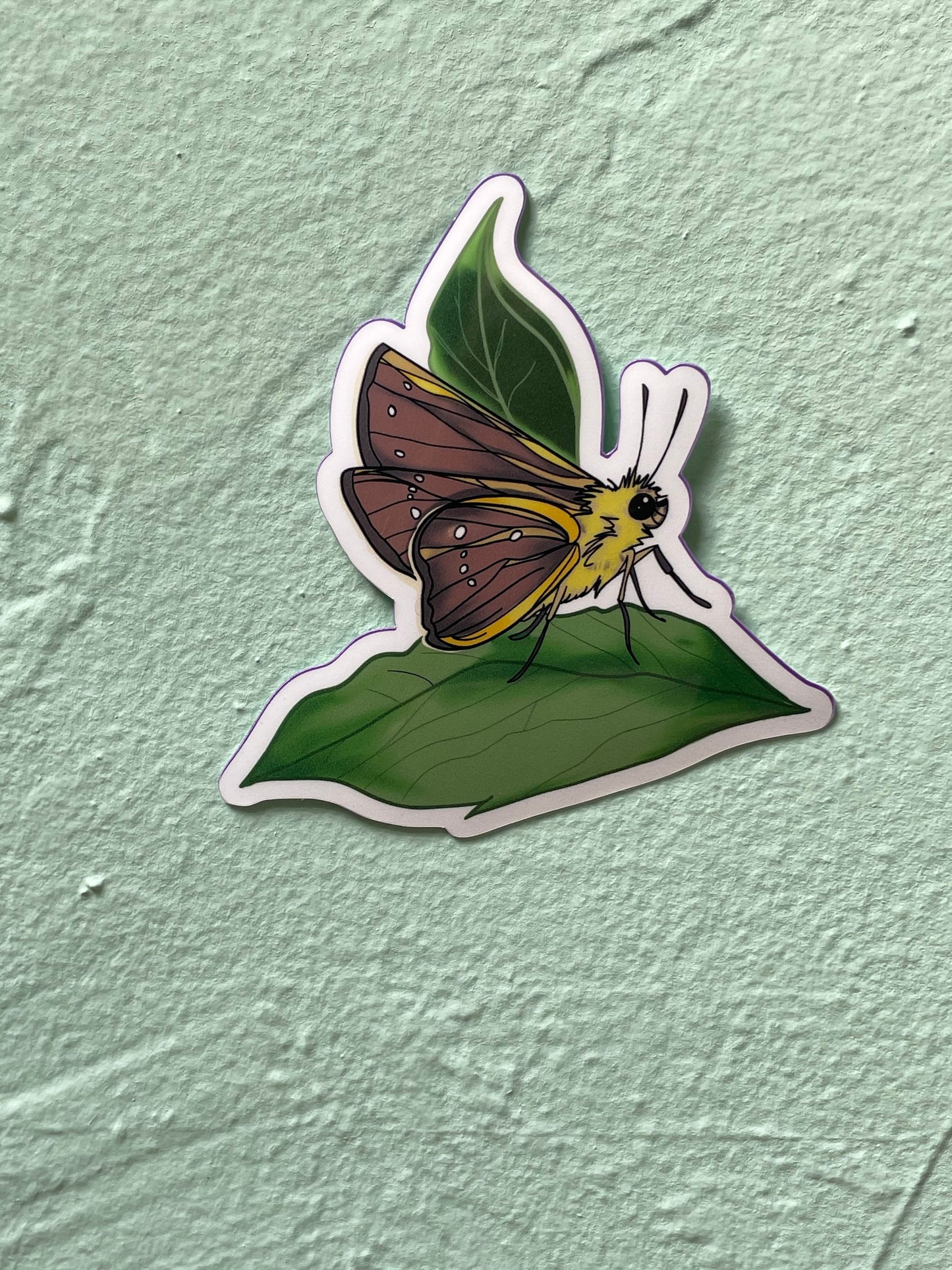 Brown & Yellow Moth Glossy Vinyl Sticker