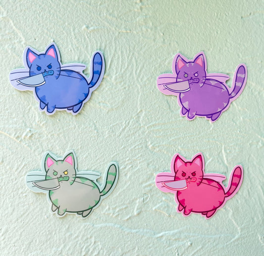 Colorful Colony of Stabby Cats Sticker Set