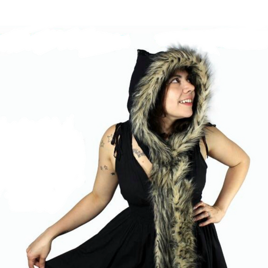 Black Elven Faux Fur lined Hat