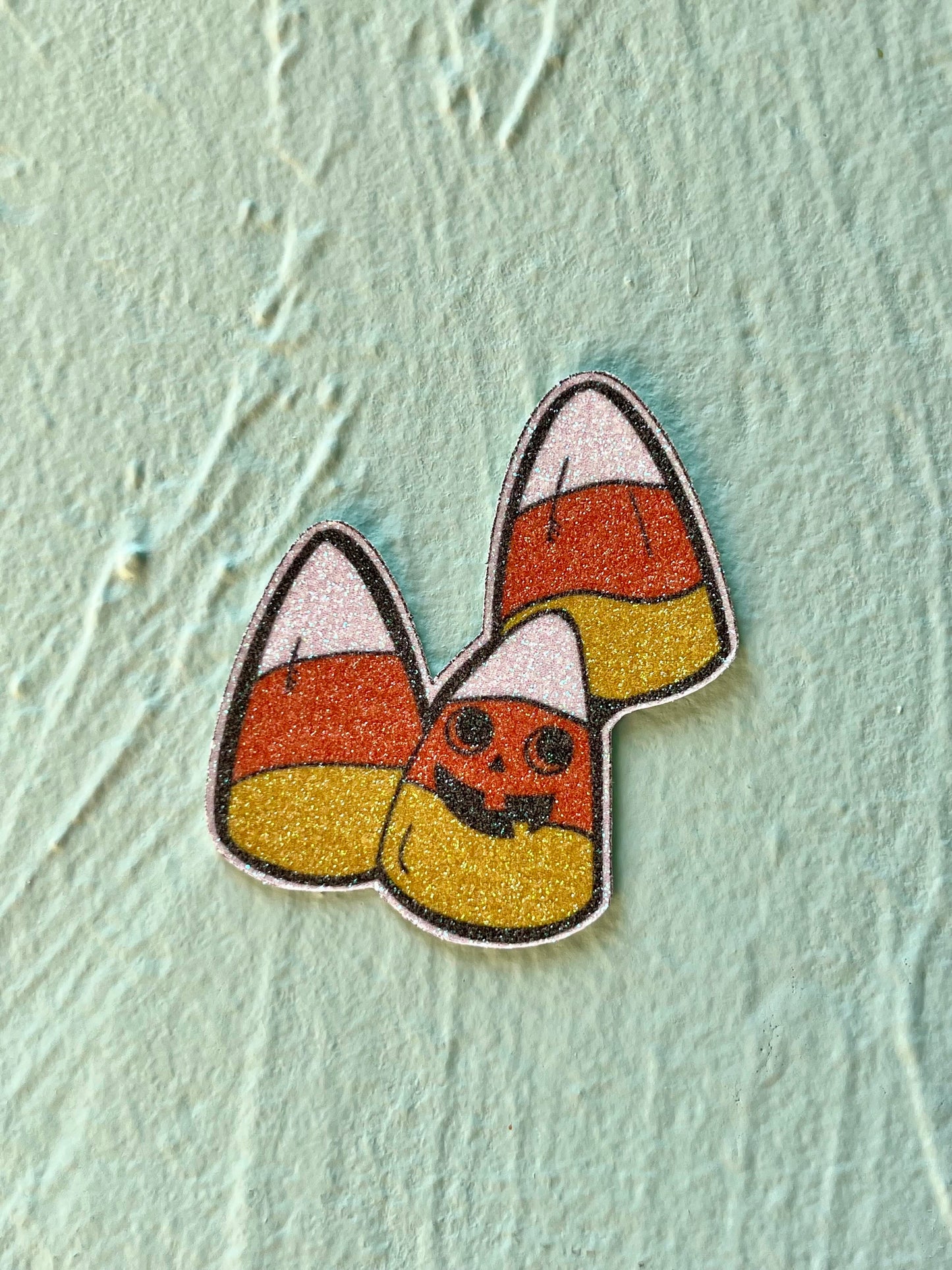 Glitter Candy Corn Jack-o-lantern Trio Sticker