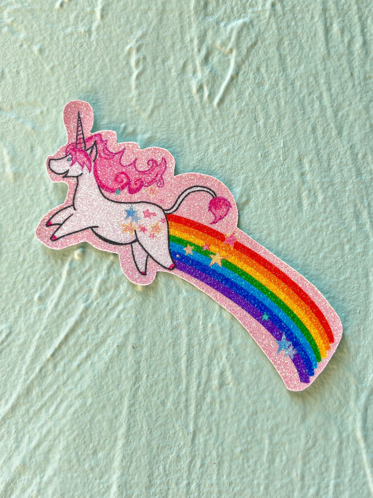 Unicorn Pooping a Rainbow Glitter Sticker