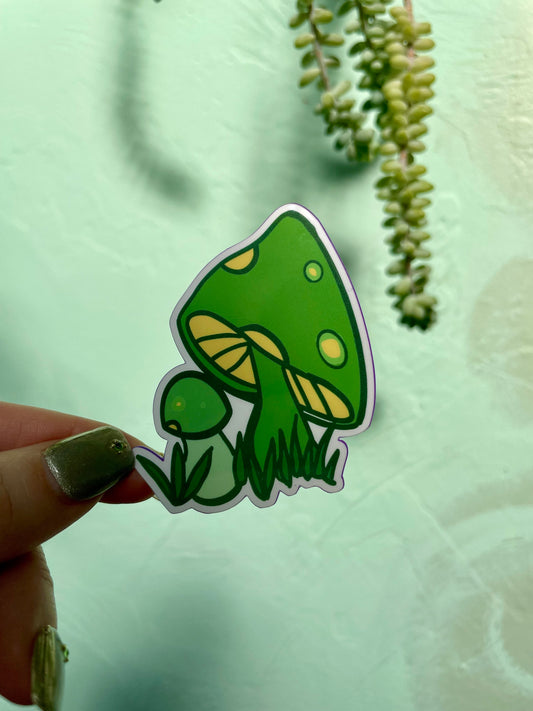 Green Mushroom Glossy Vinyl Sticker