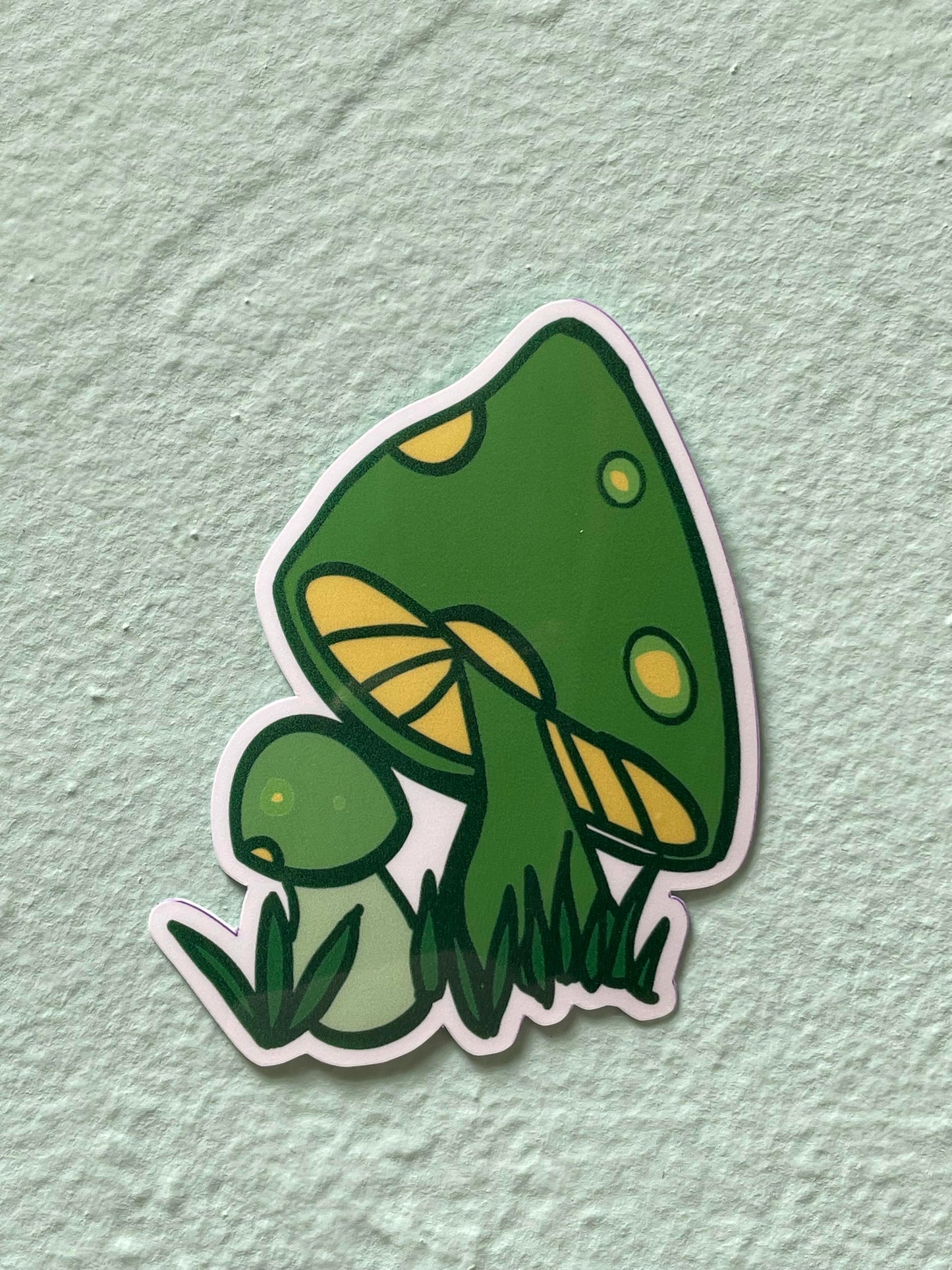Green Mushroom Glossy Vinyl Sticker